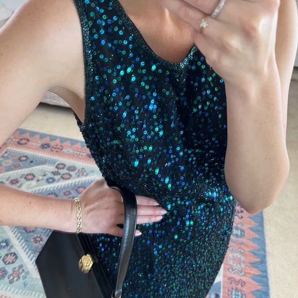 Vintage floor-length silk and sequin gown 💎 - Picture 3 of 9